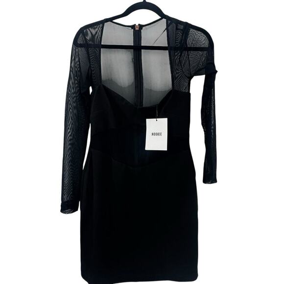 Nookie NMJJ2230 Sade Long Sleeve Mesh Mini Dress Black Size Medium NWT - Picture 6 of 12